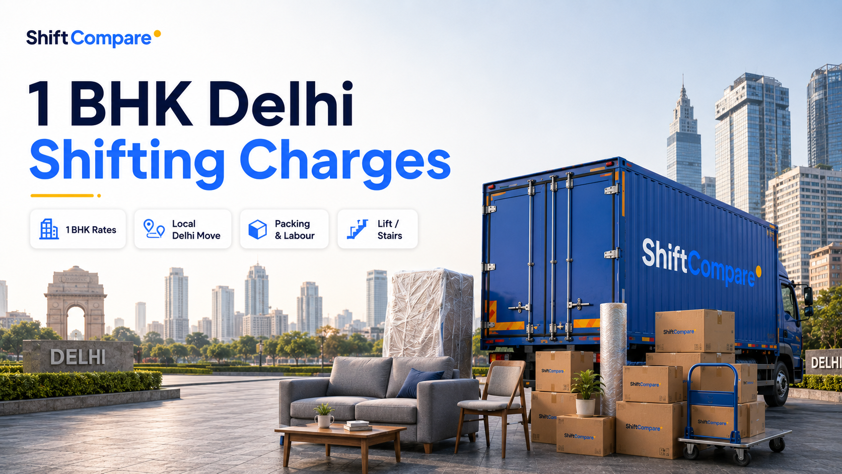 1 BHK shifting charges in Delhi for compact flats, barsati homes and stair access